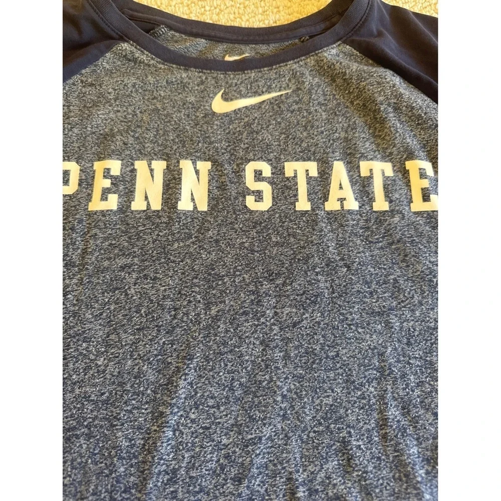 Nike Penn State University Nittany Lions Raglan T-Shirt Heather Blue Navy L